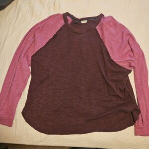 Anthropologie Pilcro Burgundy and Pink Long Sleeve Top